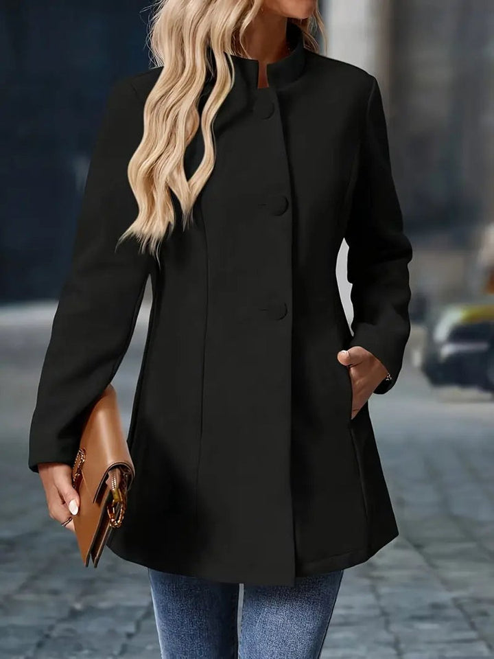 Women's Stand-Collar Button-Front Longline Blazer Coat