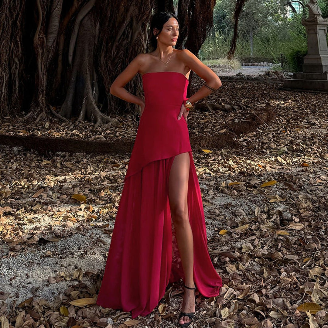 Women's Strapless High-Split Cocktail Party Dress
