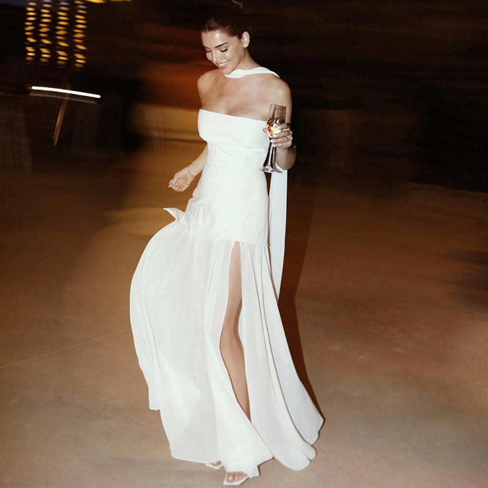 Women's Strapless High-Split Cocktail Party Dress