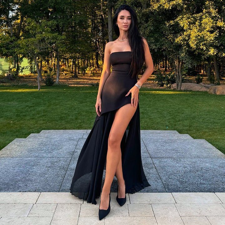Women's Strapless High-Split Cocktail Party Dress