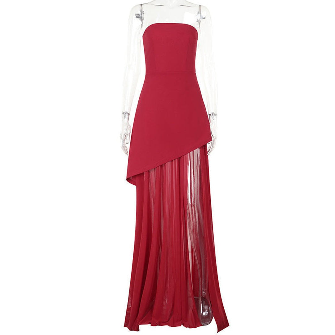 Women's Strapless High-Split Cocktail Party Dress