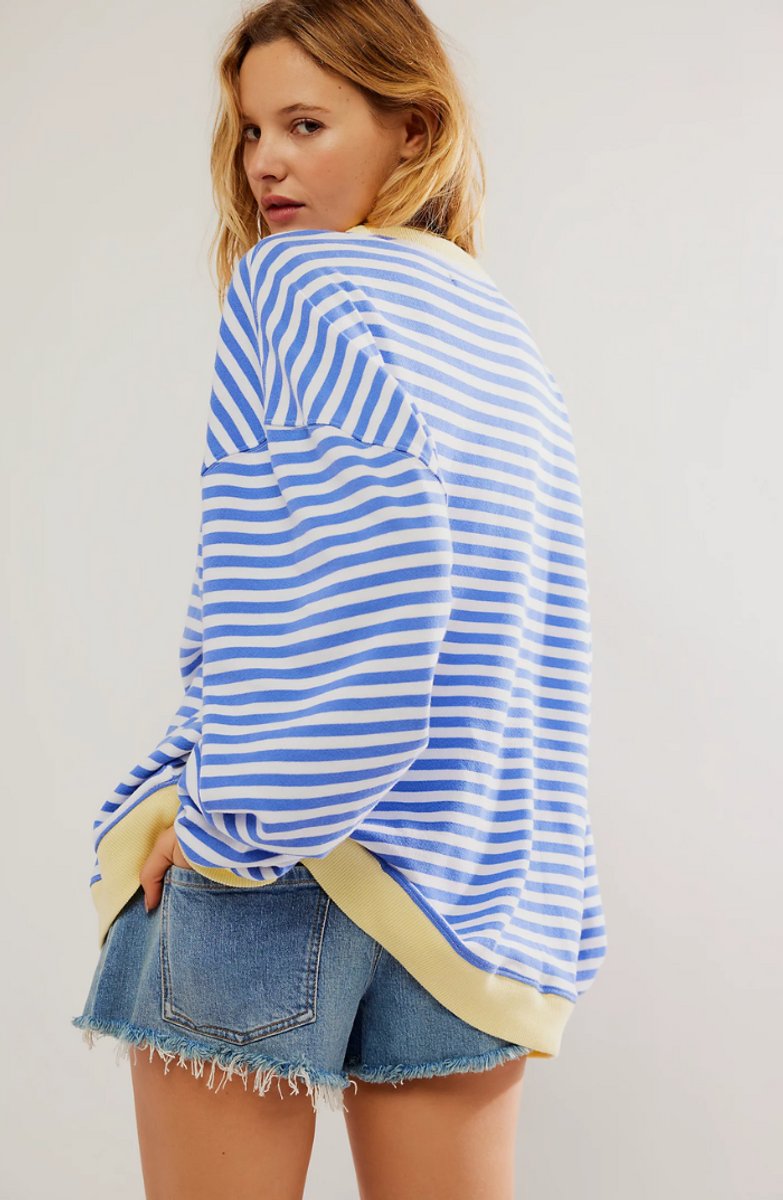 Women's Striped Relaxed-Fit Crew-Neck Jumper