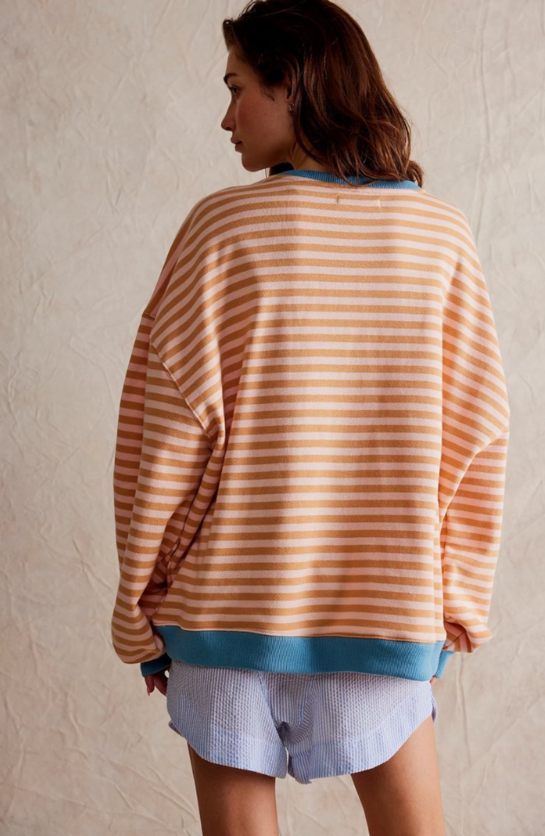 Women's Striped Relaxed-Fit Crew-Neck Jumper