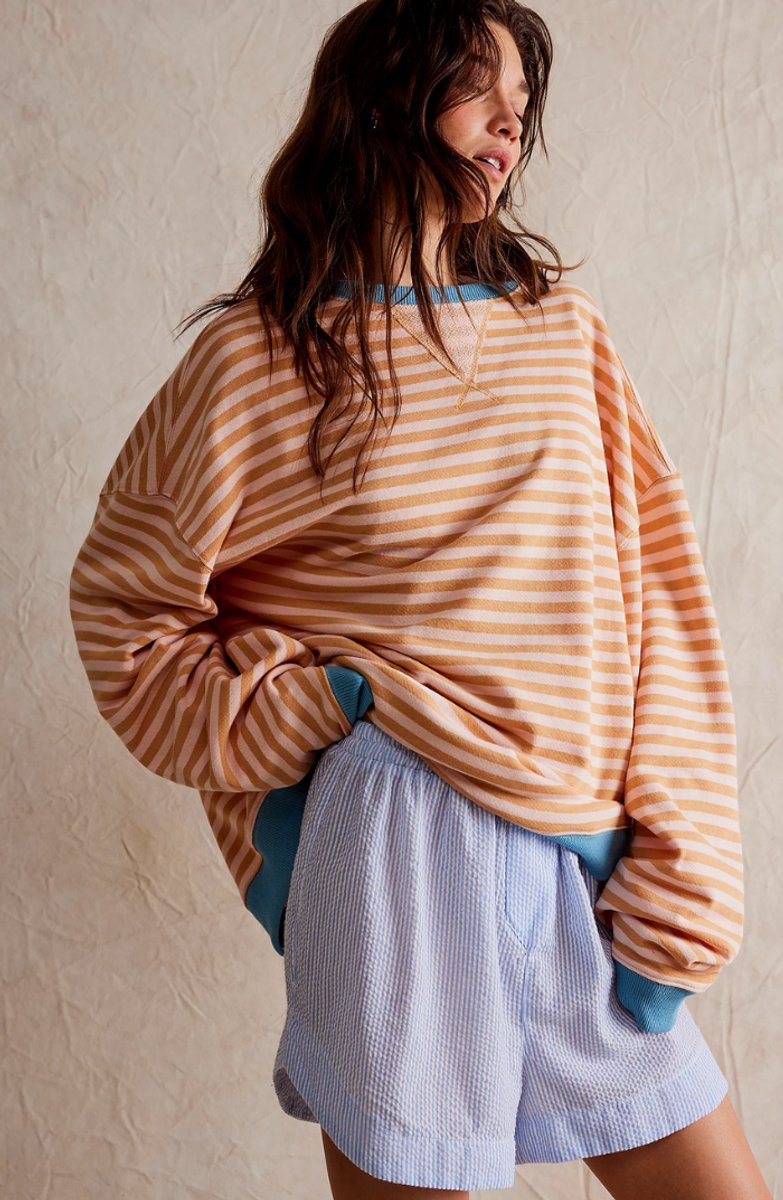 Women's Striped Relaxed-Fit Crew-Neck Jumper