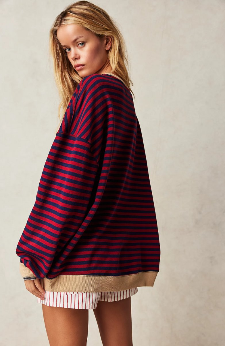 Women's Striped Relaxed-Fit Crew-Neck Jumper