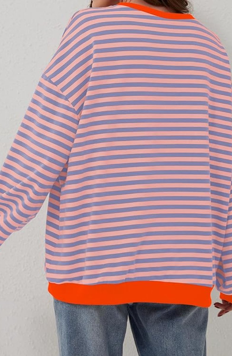 Women's Striped Relaxed-Fit Crew-Neck Jumper