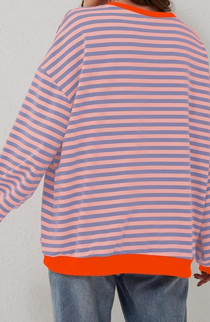 Women's Striped Relaxed-Fit Crew-Neck Jumper