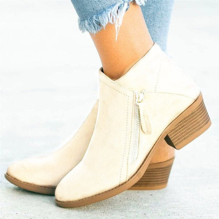 Women's Suede Side-Zip Block Heel Ankle Heeled Boots