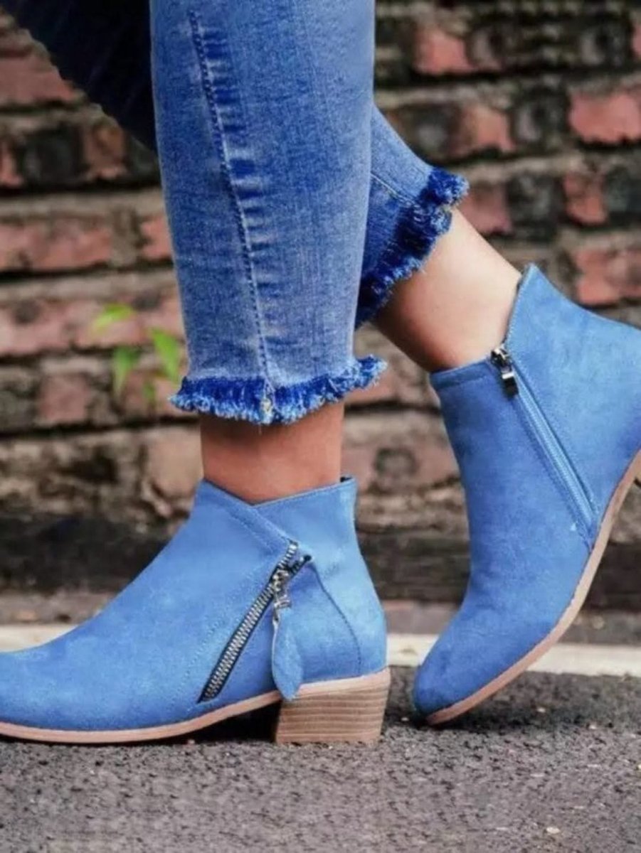 Women's Suede-Style Side-Zip Ankle Heeled Boots