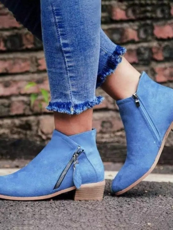 Women's Suede-Style Side-Zip Ankle Heeled Boots