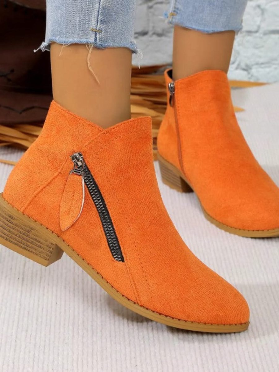 Women's Suede-Style Side-Zip Ankle Heeled Boots