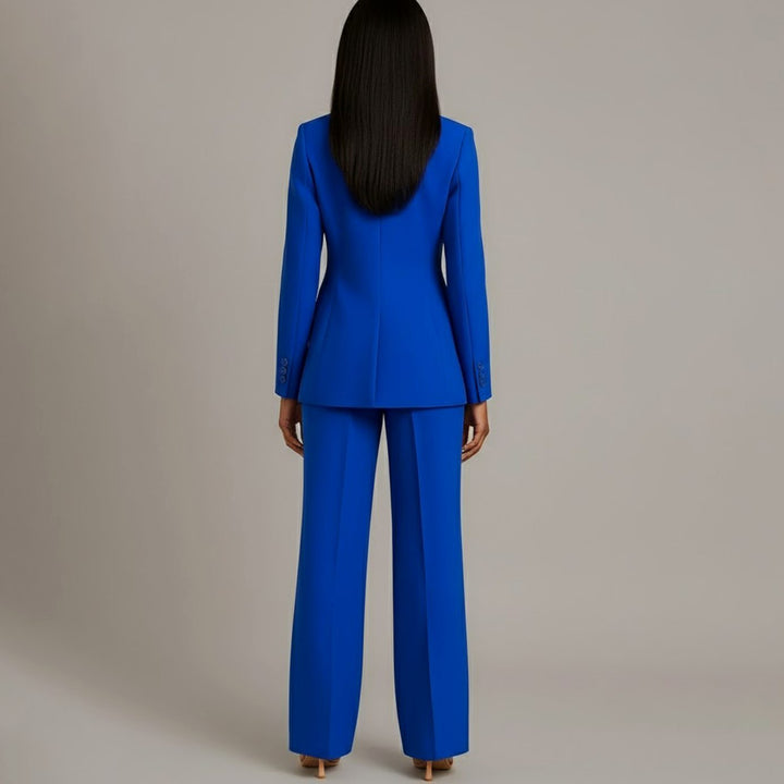 Women's Tailored Single-Button Blazer Trouser Suit Set