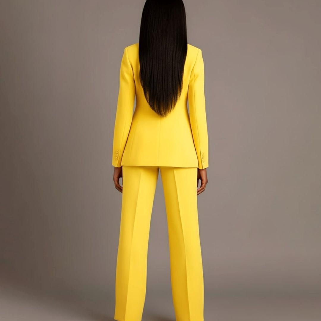 Women's Tailored Single-Button Blazer Trouser Suit Set