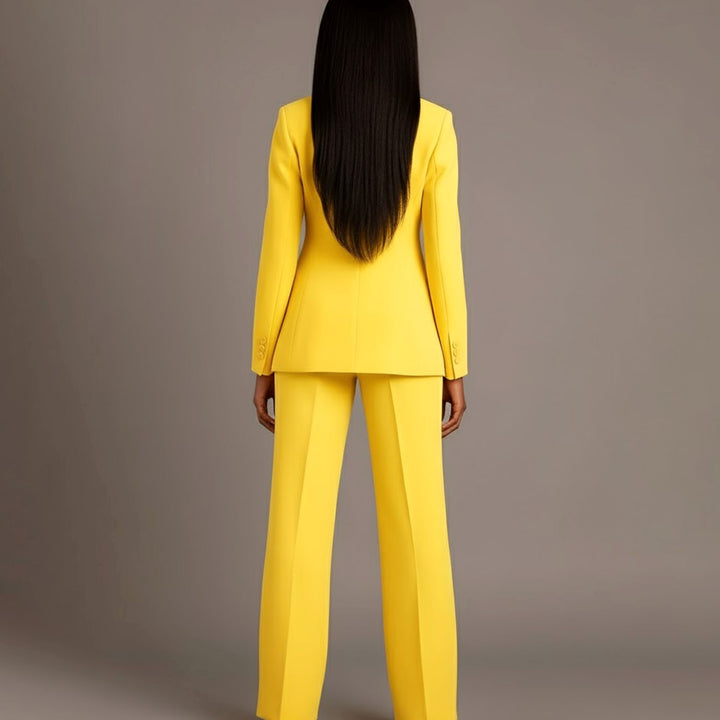 Women's Tailored Single-Button Blazer Trouser Suit Set