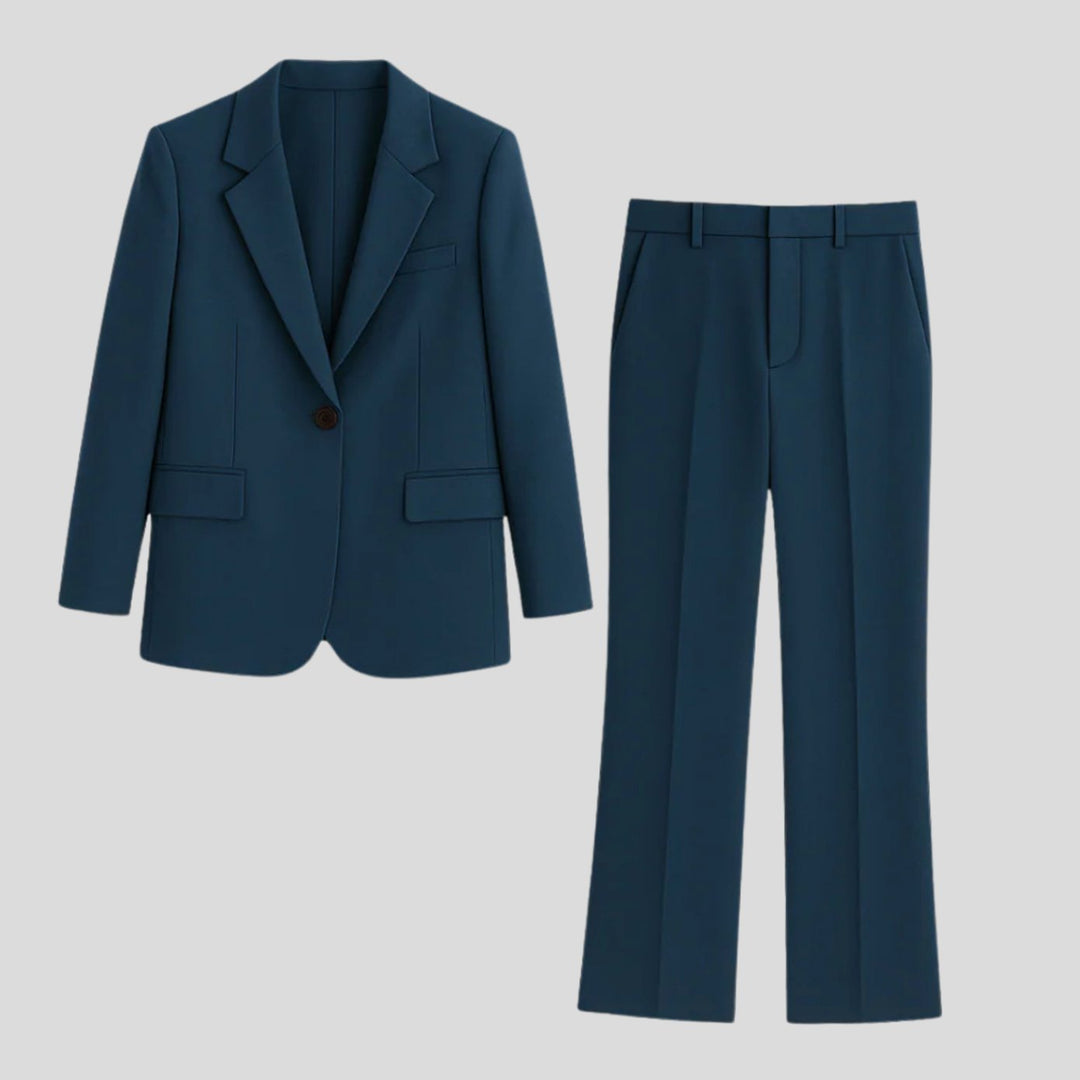 Women's Tailored Single-Button Blazer Trouser Suit Set