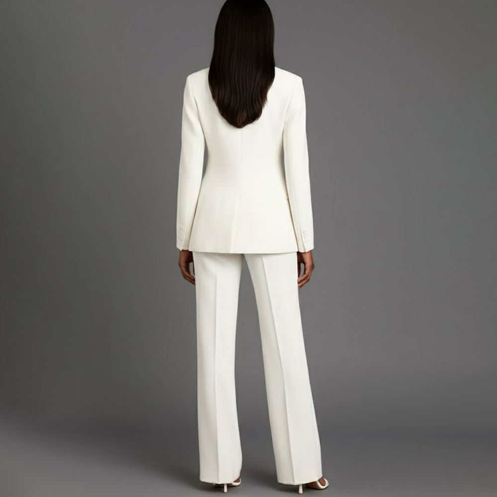 Women's Tailored Single-Button Blazer Trouser Suit Set