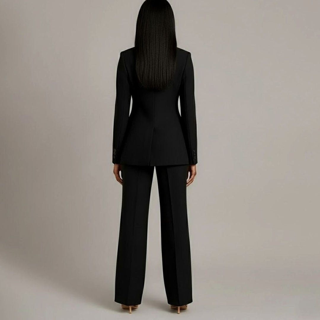 Women's Tailored Single-Button Blazer Trouser Suit Set