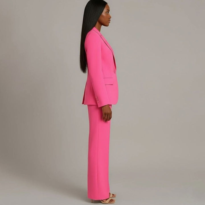 Women's Tailored Single-Button Blazer Trouser Suit Set