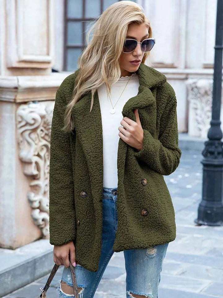 Women's Teddy Faux Fur Coat Double-Breasted Oversized Jacket