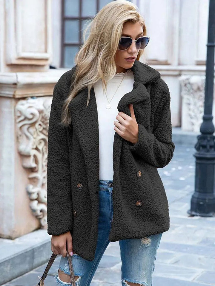 Women's Teddy Faux Fur Coat Double-Breasted Oversized Jacket