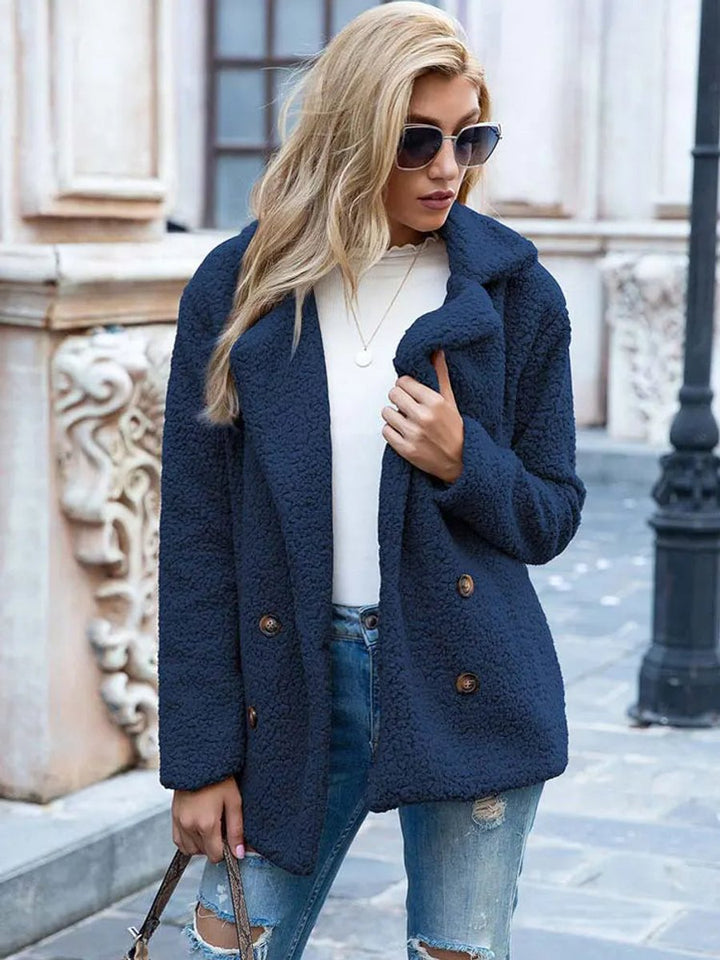 Women's Teddy Faux Fur Coat Double-Breasted Oversized Jacket