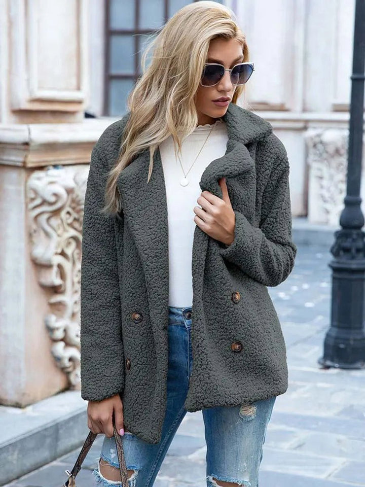 Women's Teddy Faux Fur Coat Double-Breasted Oversized Jacket