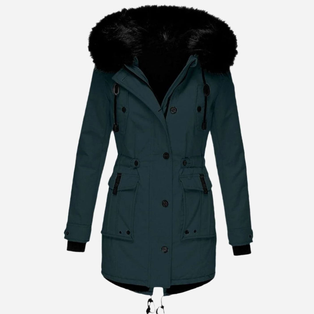 Women's Thick Faux Fur Hood Drawstring Waist Parka Coat