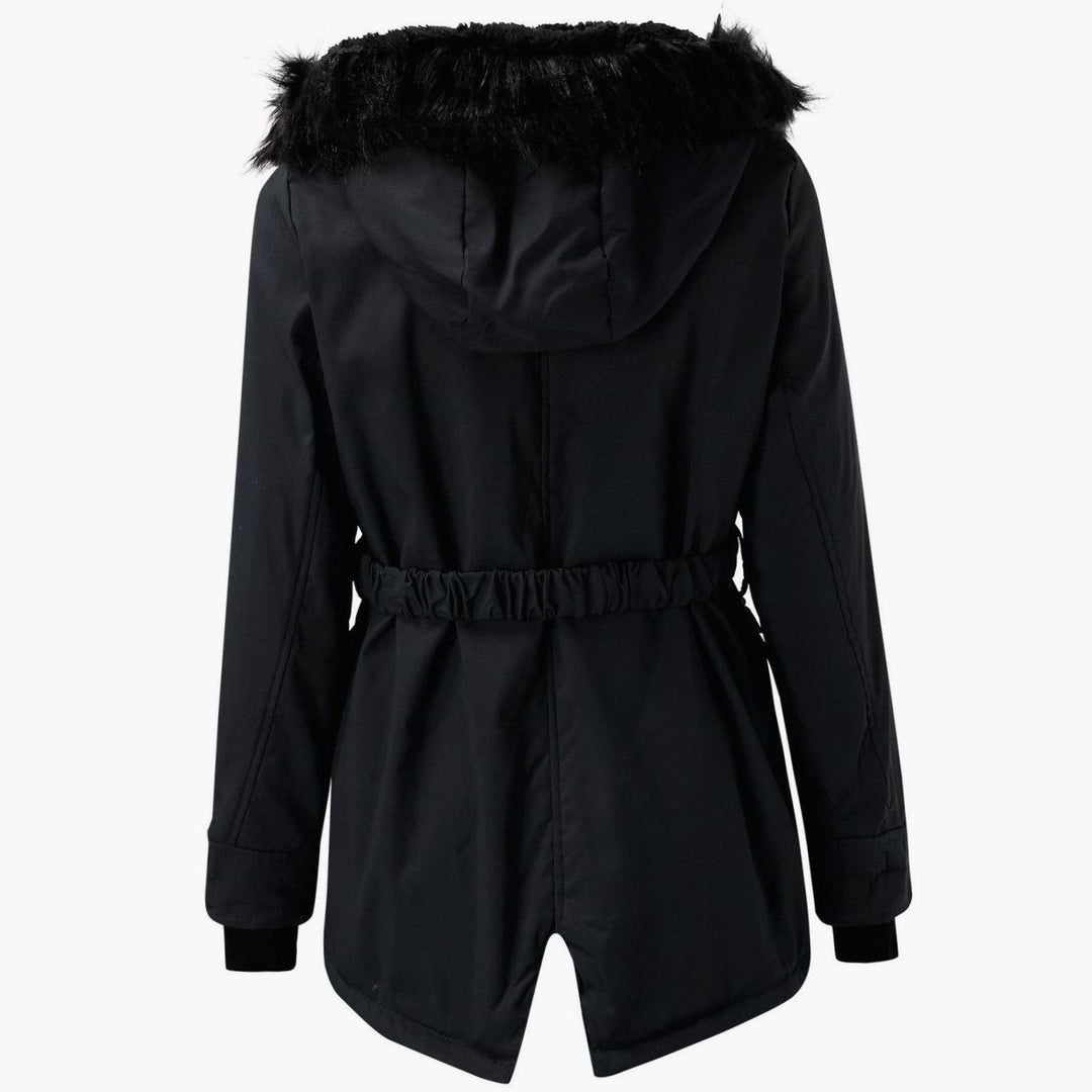Women's Thick Faux Fur Hood Drawstring Waist Parka Coat
