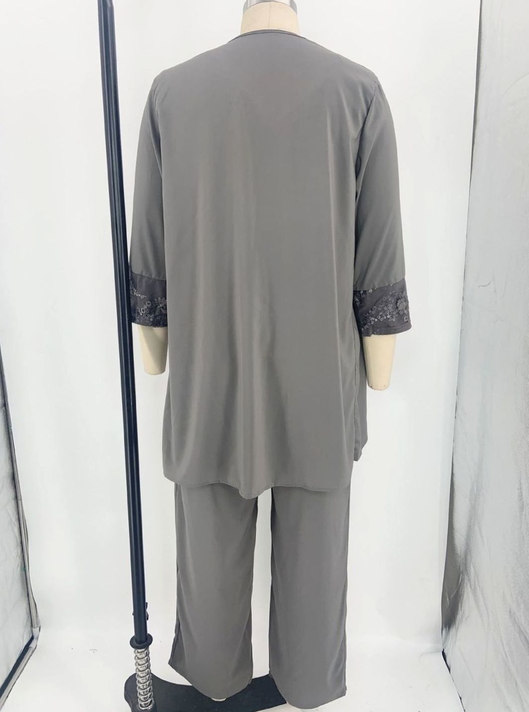 Women's Three-Piece Oversized Knit Cardigan Chiffon Trouser Set