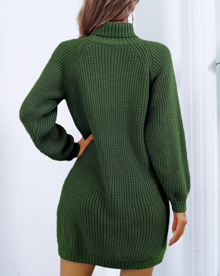 Women's Turtleneck Long-Sleeve Chunky Knitted Dress