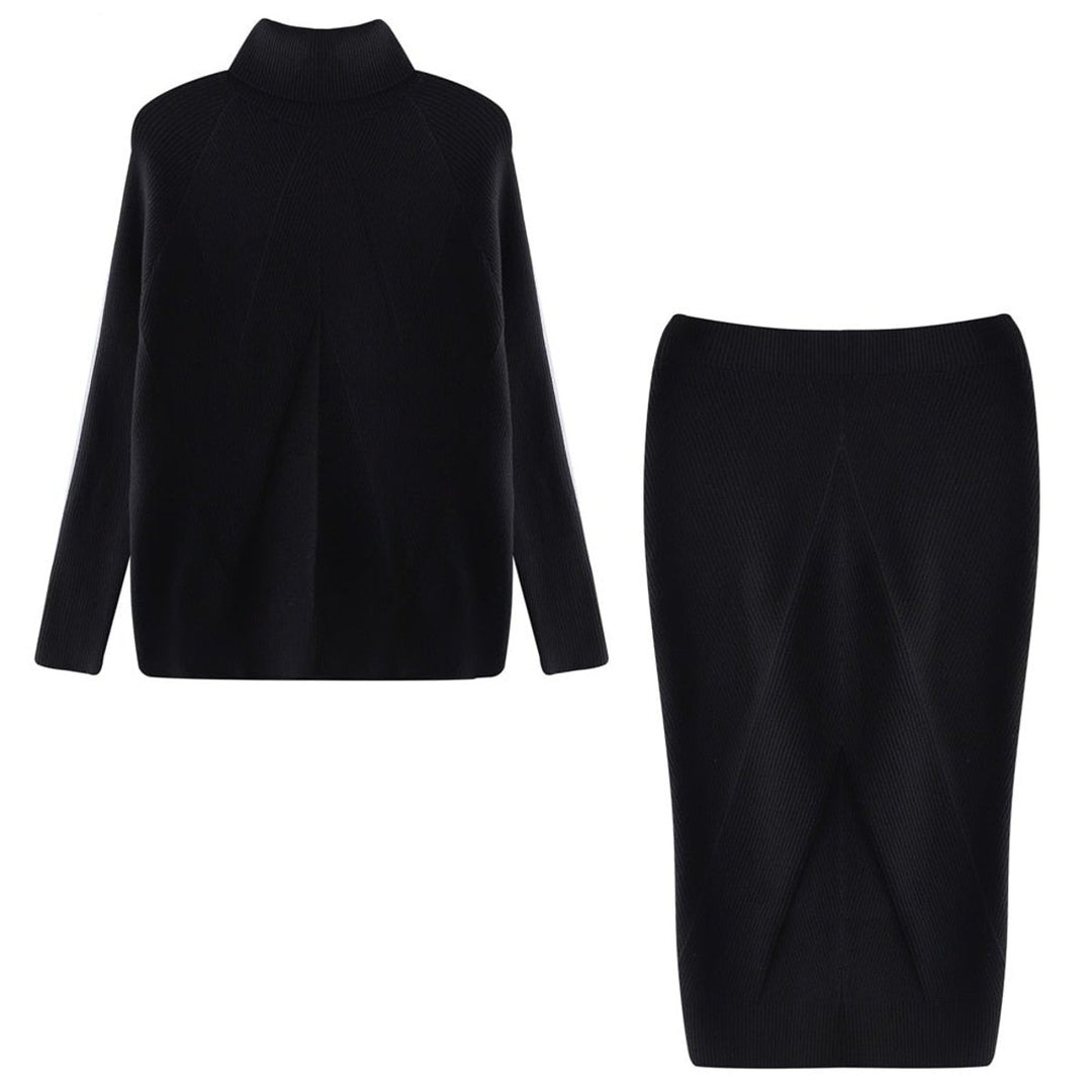 Women's Turtleneck Ribbed Midi Knitted Dress
