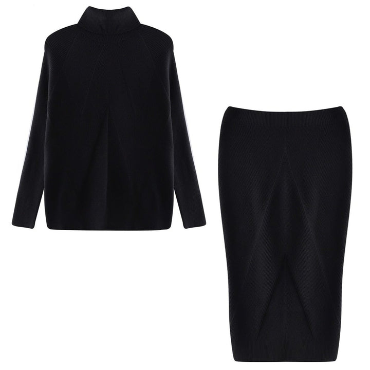 Women's Turtleneck Ribbed Midi Knitted Dress