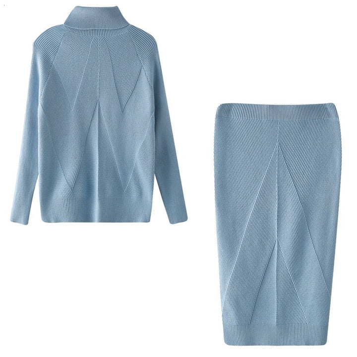 Women's Turtleneck Ribbed Midi Knitted Dress