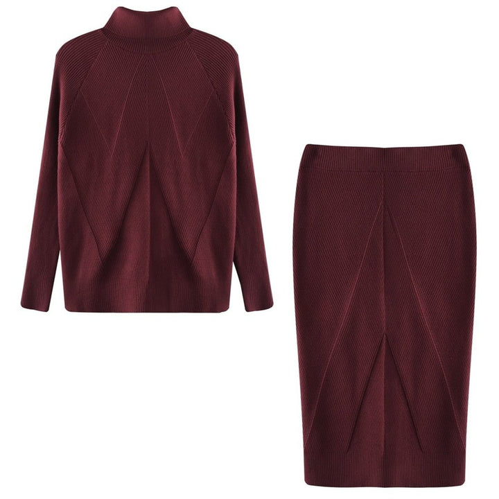 Women's Turtleneck Ribbed Midi Knitted Dress