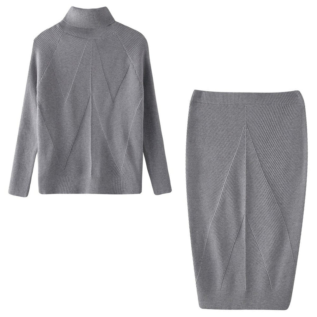 Women's Turtleneck Ribbed Midi Knitted Dress