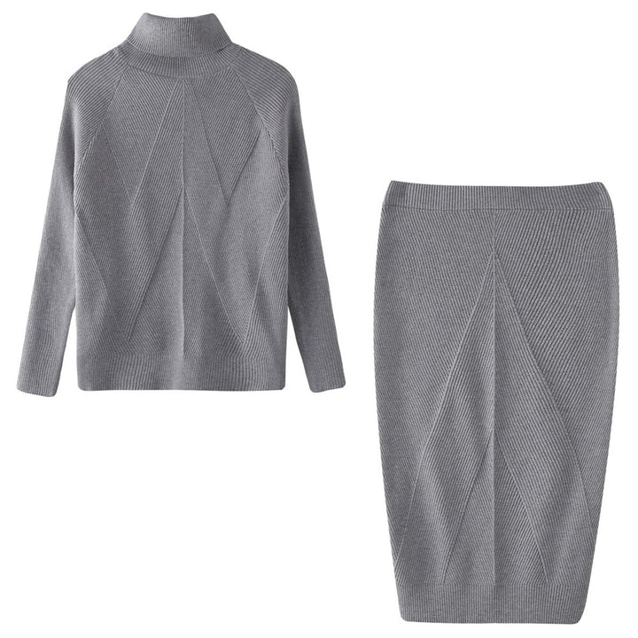 Women's Turtleneck Ribbed Midi Knitted Dress