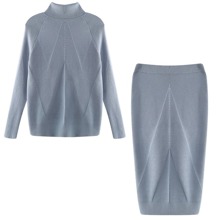 Women's Turtleneck Ribbed Midi Knitted Dress