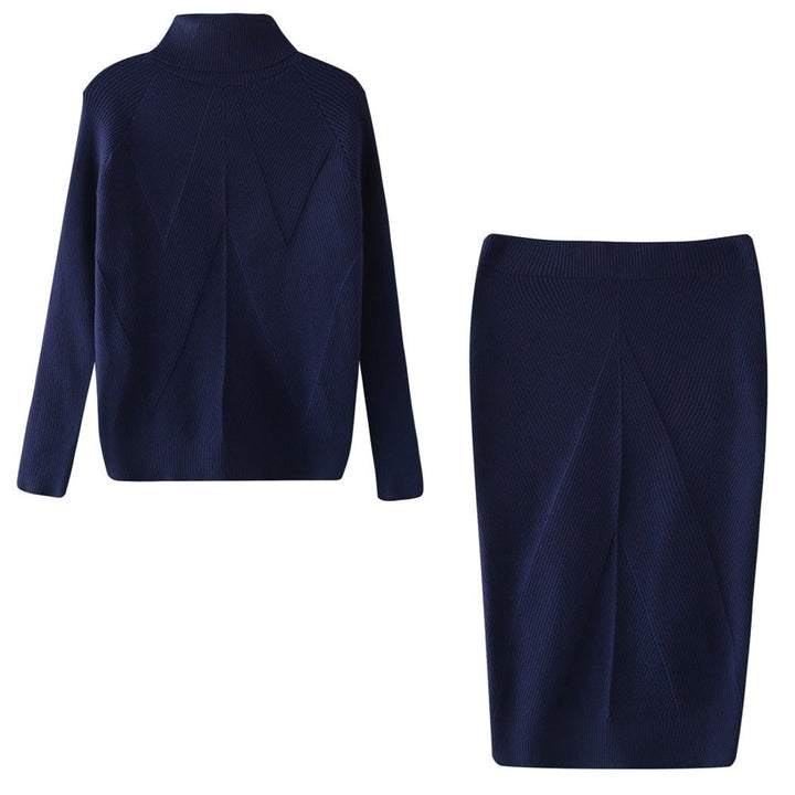 Women's Turtleneck Ribbed Midi Knitted Dress