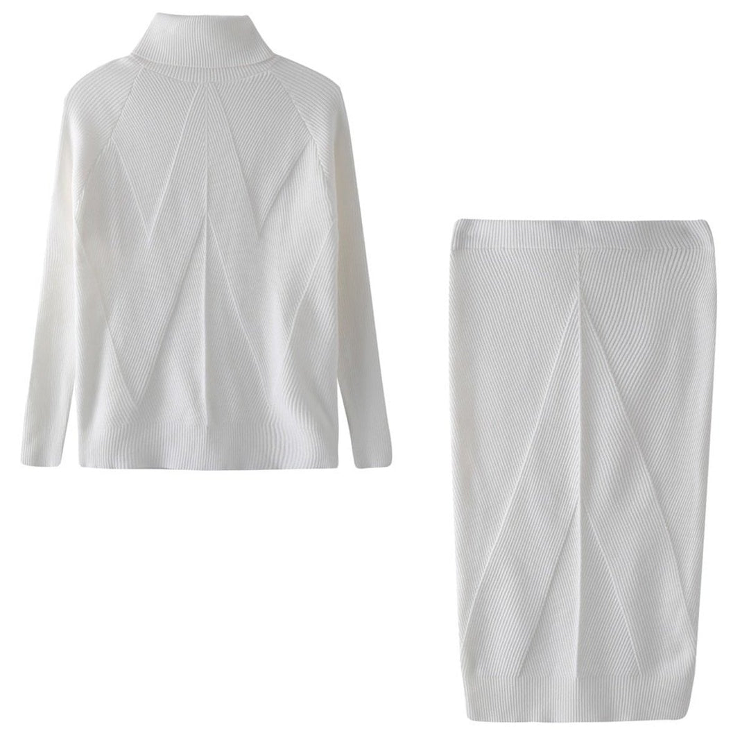 Women's Turtleneck Ribbed Midi Knitted Dress