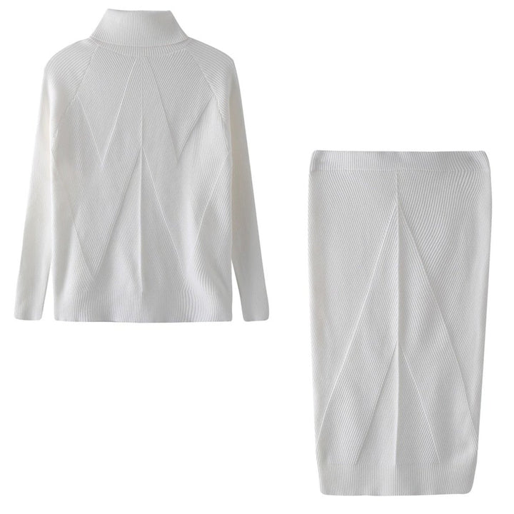 Women's Turtleneck Ribbed Midi Knitted Dress