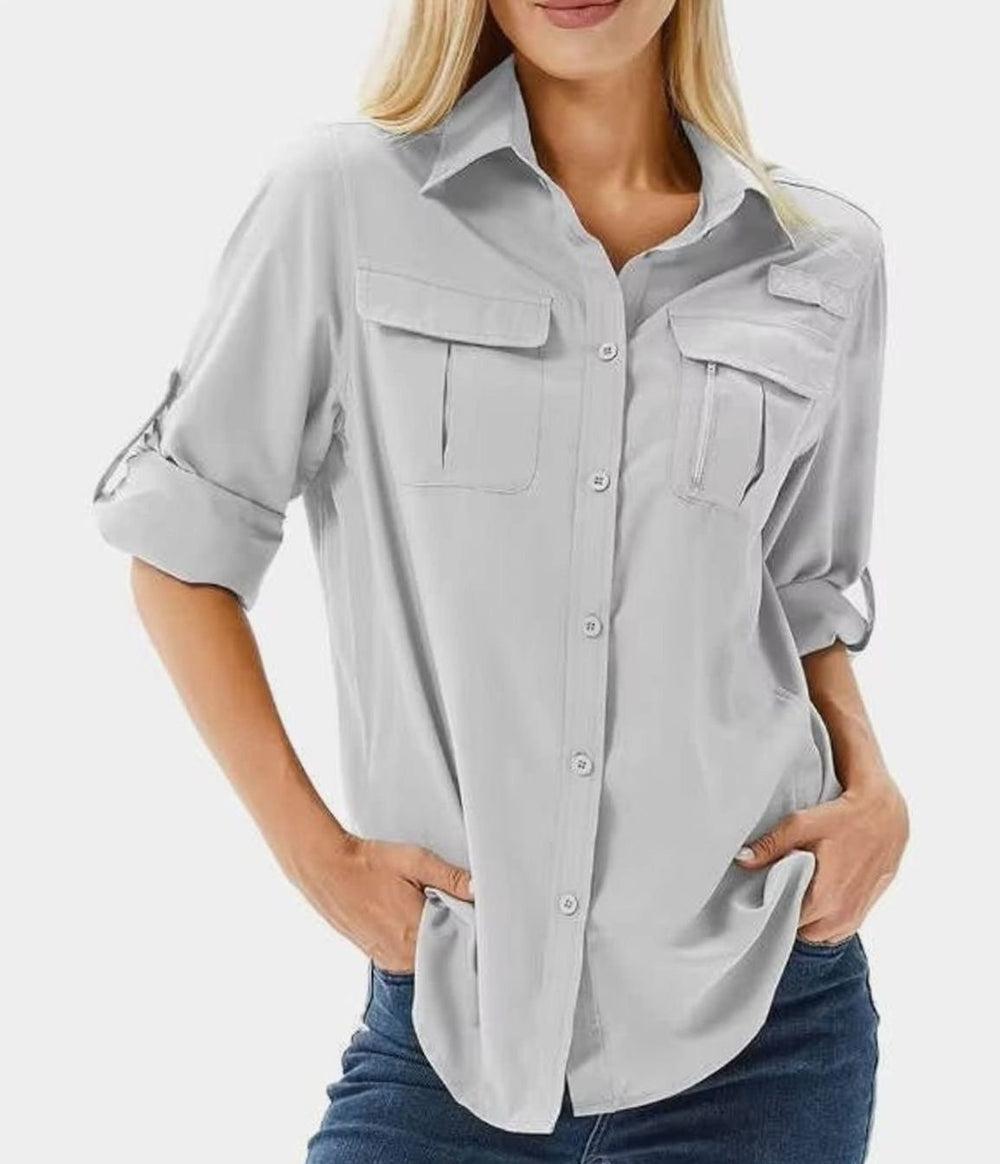 Women's UPF 50 Roll-Sleeve Safari Outdoor Shirt