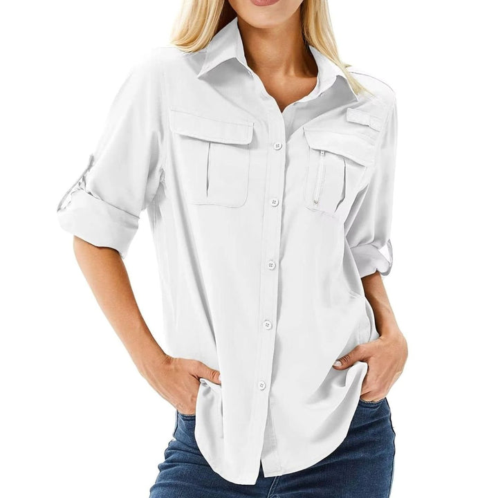 Women's UPF 50 Roll-Sleeve Safari Outdoor Shirt