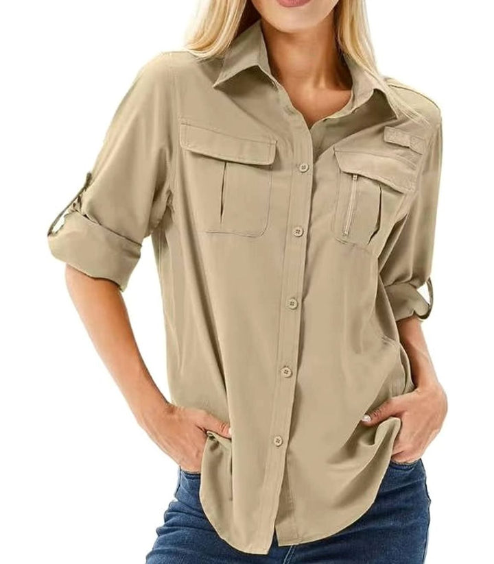 Women's UPF 50 Roll-Sleeve Safari Outdoor Shirt