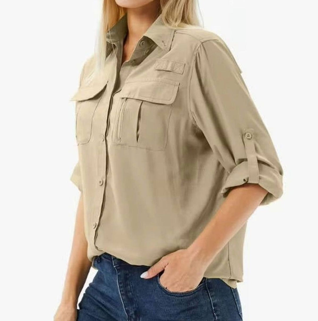 Women's UPF 50 Roll-Sleeve Safari Outdoor Shirt