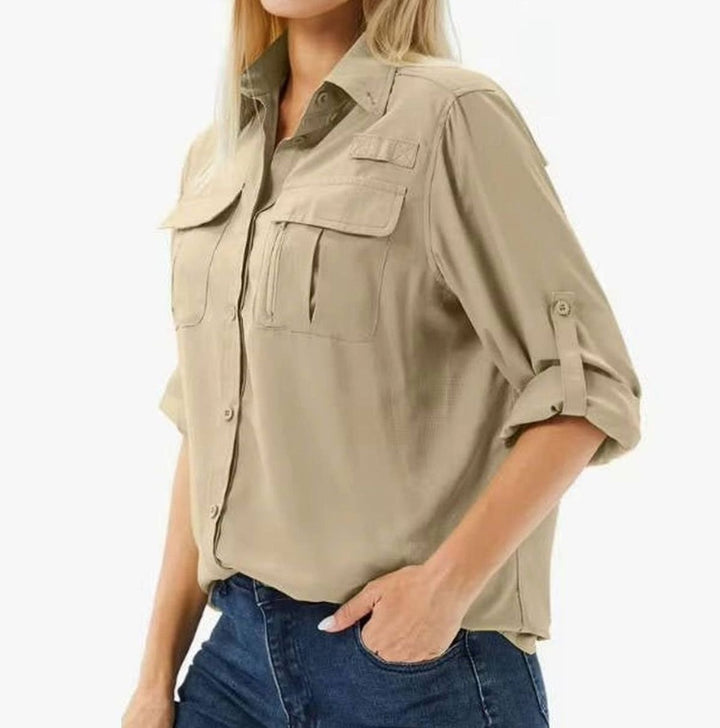Women's UPF 50 Roll-Sleeve Safari Outdoor Shirt