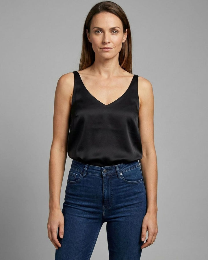 Women's V-Neck Satin Camisole Sleeveless Top