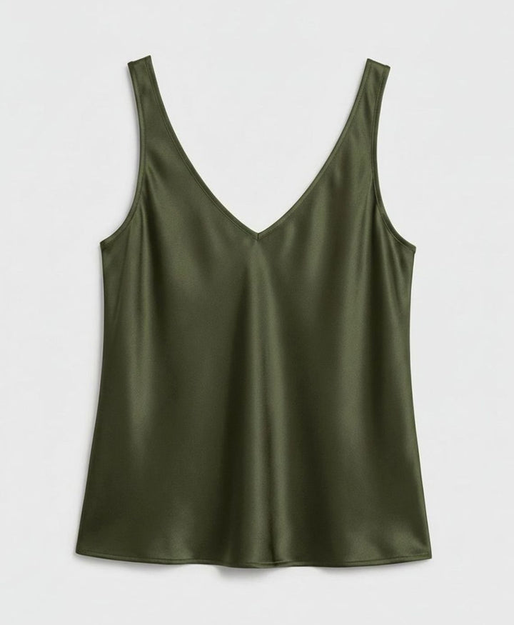 Women's V-Neck Satin Camisole Sleeveless Top