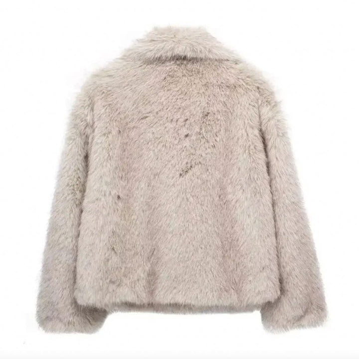 Women's Vegan Faux Fur Coat Fluffy Long-Sleeve Jacket