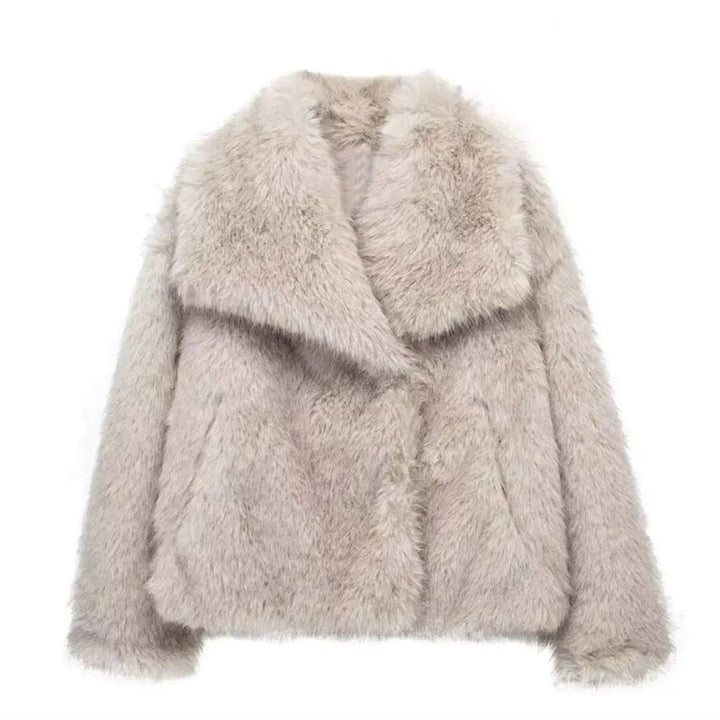 Women's Vegan Faux Fur Coat Fluffy Long-Sleeve Jacket