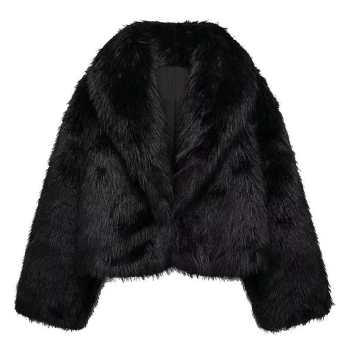 Women's Vegan Faux Fur Coat Fluffy Long-Sleeve Jacket